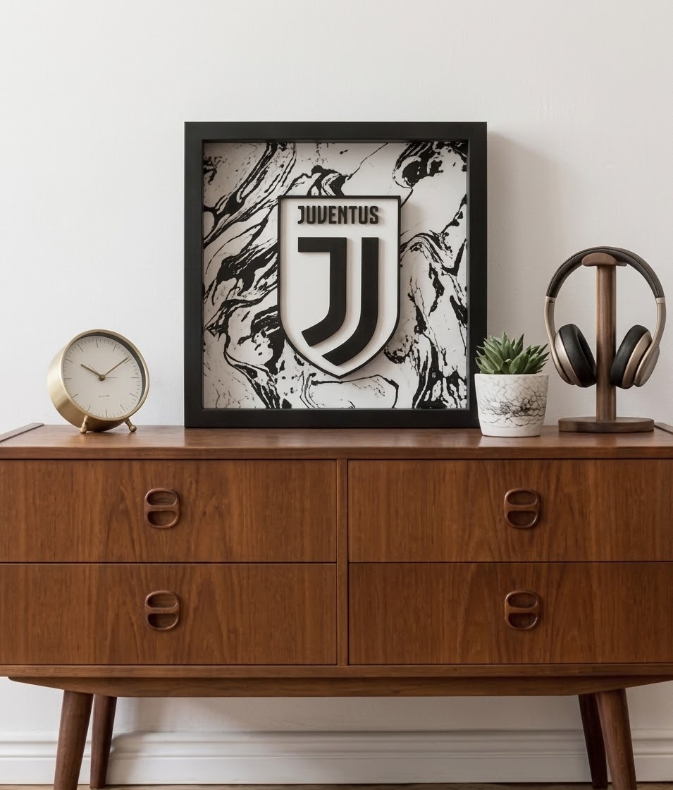 Quadro logo Juve 3D effetto marmo