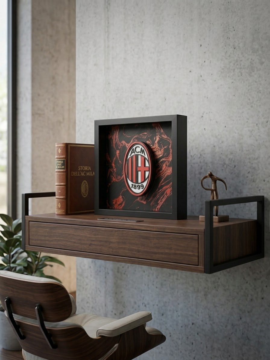 Quadro logo Milan 3D effetto marmo